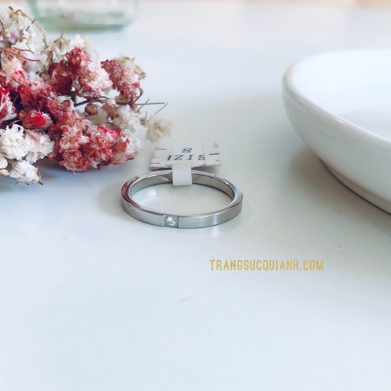 NHẪN TITAN BẠC ĐÍNH HẠT ĐÁ CHÌM