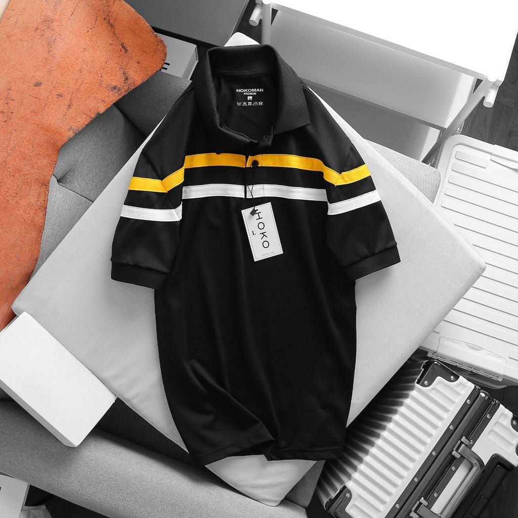 Áo thun cá sấu nam phối màu, áo thun polo nam có cổ thời trang vải mềm mịn, thấm hút tốt - HK233