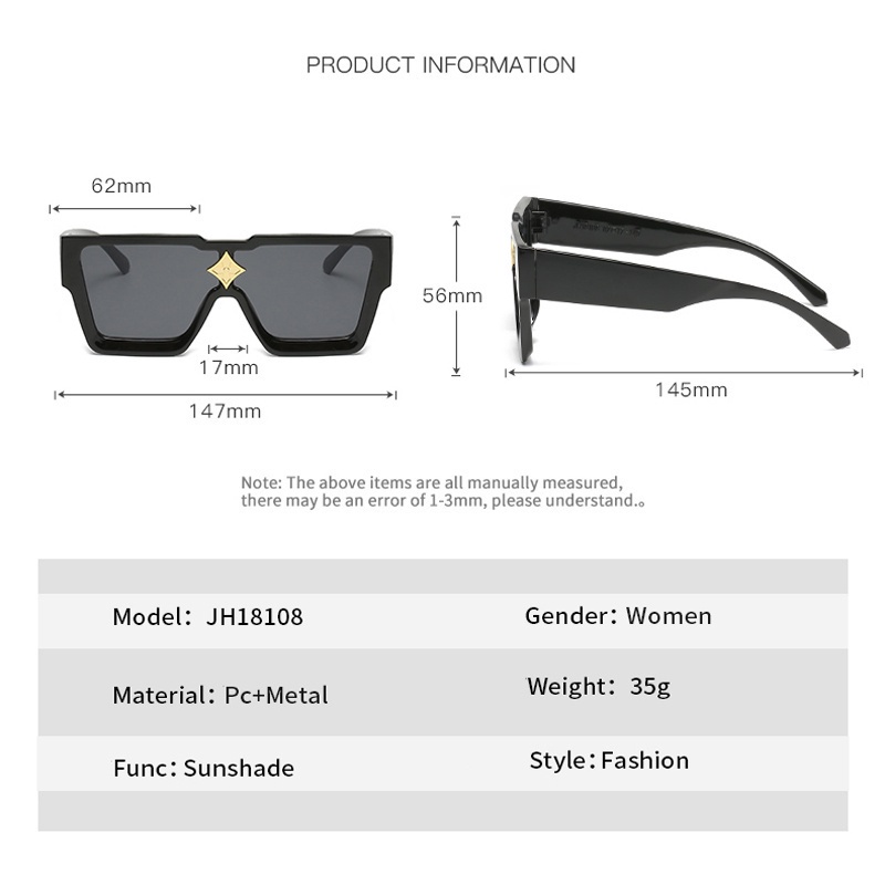 Kính Mát Gọng Vuông Lớn Chống Tia UV400 Thời Trang Cho Nam Nữ