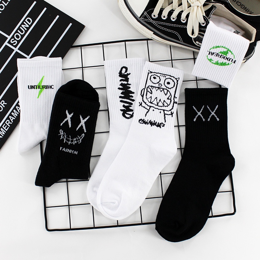 Vớ Cao Cổ Họa Tiết Miệng Cười XX - Tất Cao Cổ HipHop
