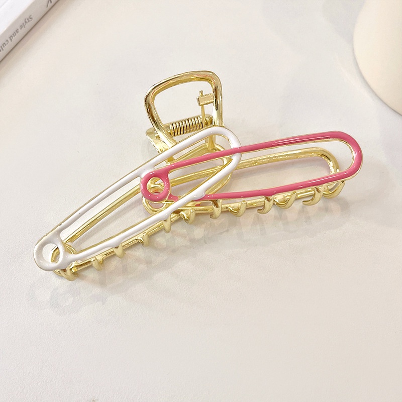 Kẹp Tóc Hình Cá Mập Bằng Kim Loại Kích Thước Lớn Phong Cách Hàn Quốc Cho Nữ