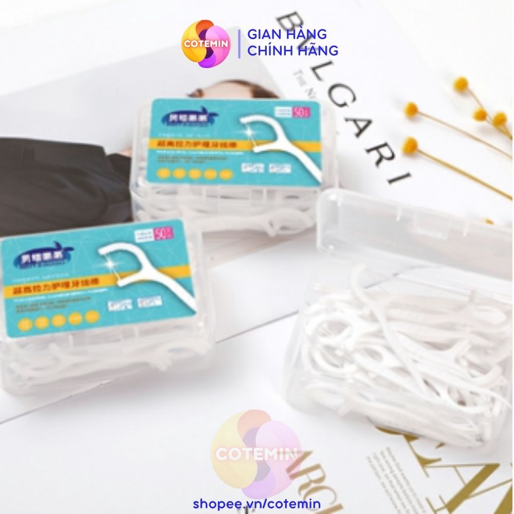 Tăm Chỉ Nha Khoa Chăm sóc Răng Miệng Chuyên Dụng Chất Lượng Cao Hộp 50 Que Cotemin