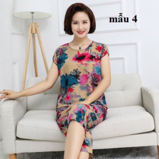 Bộ mặc nhà vải đũi mát cho mẹ