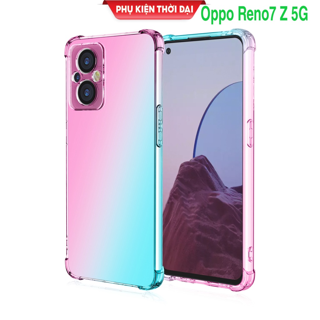 Ốp lưng Oppo Reno 7Z 5G dẻo đa sắc lồi 4 góc chống sốc chống va đập mạnh