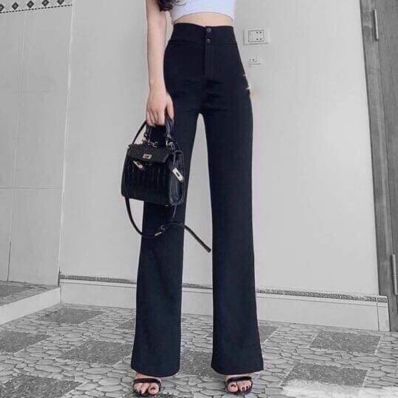 [AN MỘC] Quần Suông ống loe cạp cao 2 khuy sành điệu tôn dáng cho nữ | BigBuy360 - bigbuy360.vn