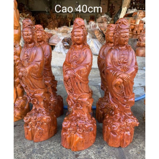 Tượng quan âm gỗ hương cao 40cm