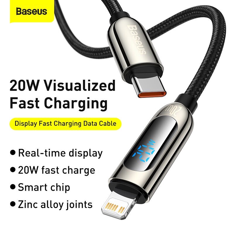 Cáp sạc nhanh tích hợp màn hình LED Baseus Display Fast Charging Data Cable Type-C to LN 20W
