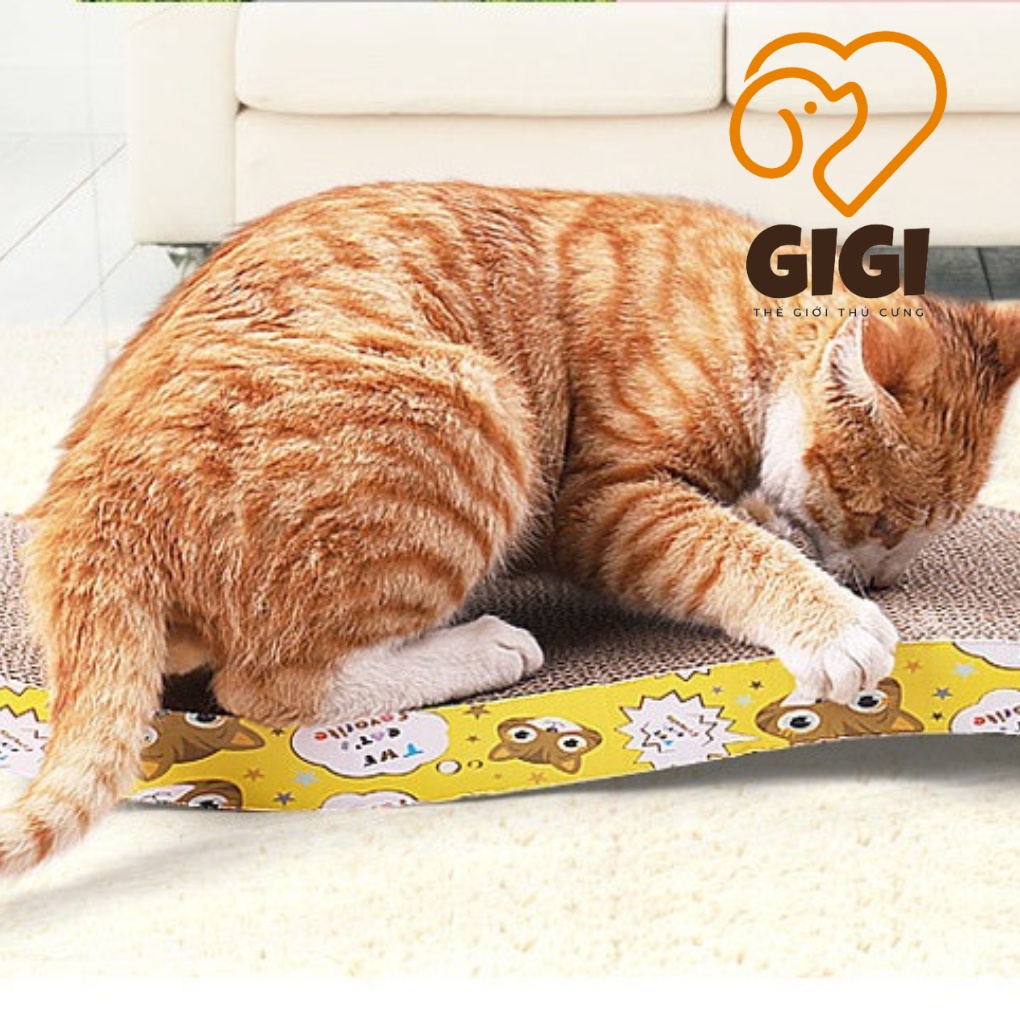 Bàn cào móng mèo lượn sóng kèm canip làm bằng chất liệu cartong phụ kiện cho thú cưng sạch móng  - GiGi Pet Shop