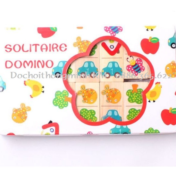 Bộ Domino tìm cặp giống nhau Domino Solitaire 28 thanh gỗ