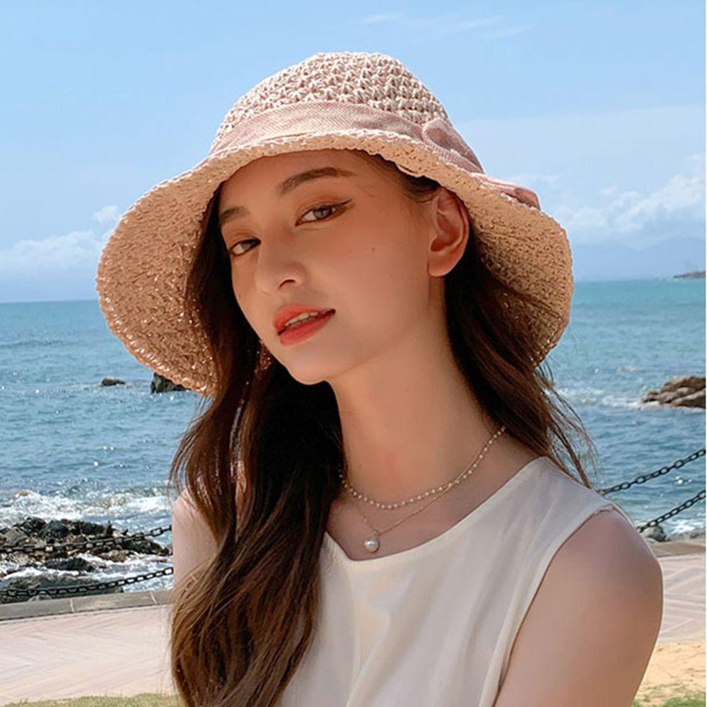 Mũ Bucket Chống Nắng Chống Tia UV Thắt Nơ Phong Cách Hàn Quốc Cổ Điển Dành Cho Bạn Nữ