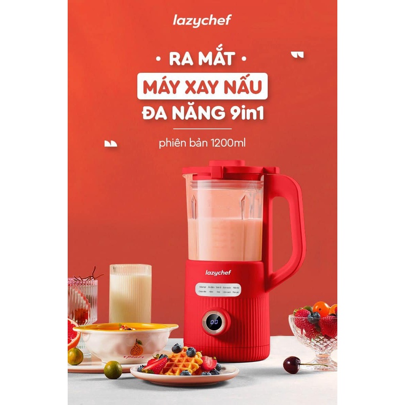 Máy Xay Nấu Đa Năng 9in1 LazyChef 1200ml, Máy Xay Sữa Hạt, Nồi Hầm Cháo Chậm,