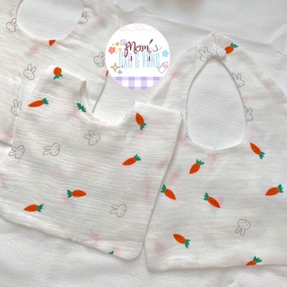 Yếm xô muslin hình thỏ carot cao cấp 4 lớp (ảnh thật