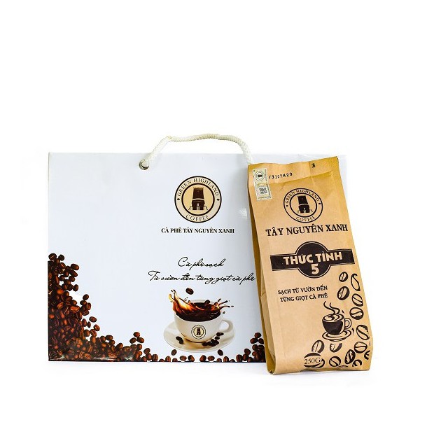 cà phê rang xay nguyên chất pha phin sạch thức tỉnh 5 500gr tây nguyên xanh ocop kon tum