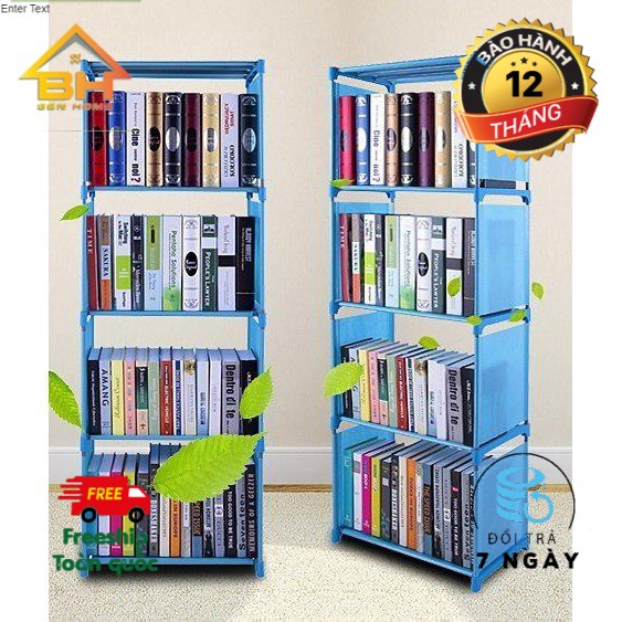 [HÀNG MỚI VỀ] Giá sách 5 tầng 4 ngăn lắp ráp, sử dụng dễ dàng tiện lợi