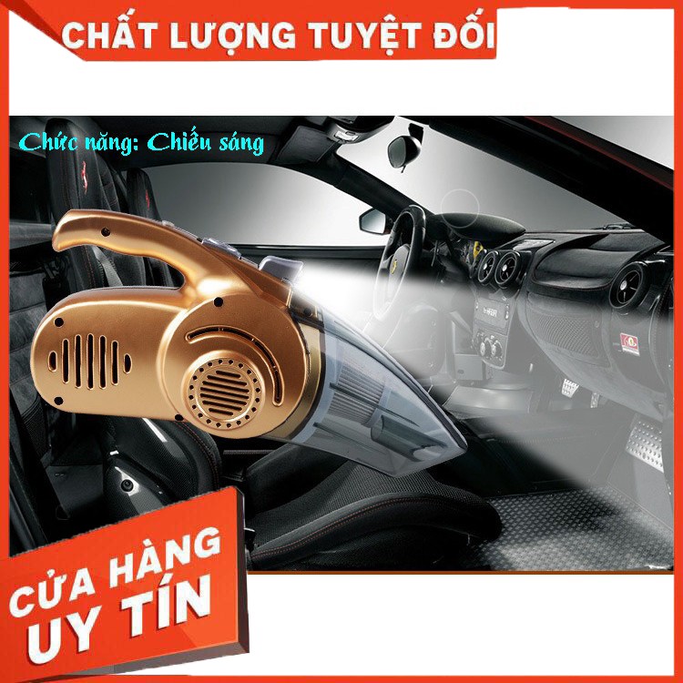 1 Máy Hút Bụi Ô Tô, Xe Hơi Cầm Tay 4 Trong 1 Kiêm Bơm Hơi, Đèn Pin, Đo Áp Xuất Công Suất Lớn 120W HB88 .