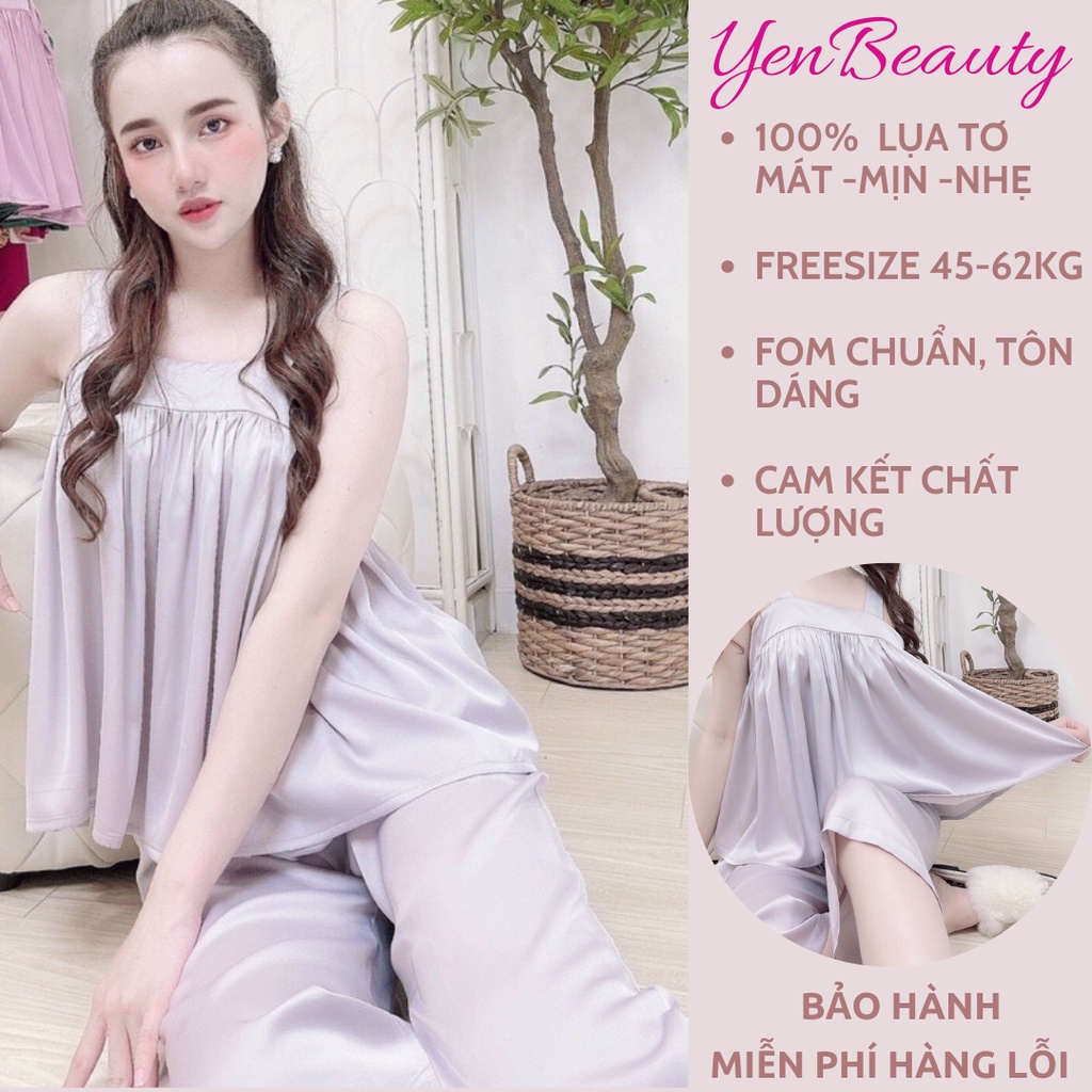 Đồ Bộ Lụa/Lanh/Satin Lửng Mặc Ở Nhà Nữ - Bộ Ngủ Nữ 2 Dây BabyDoll Mặc Nhà Mùa Hè, Nhiều Màu Dễ Thương, YENBEAUTY