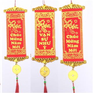 Liễn nhung đồng tiền dài 60cm treo trang trí tết, năm mới