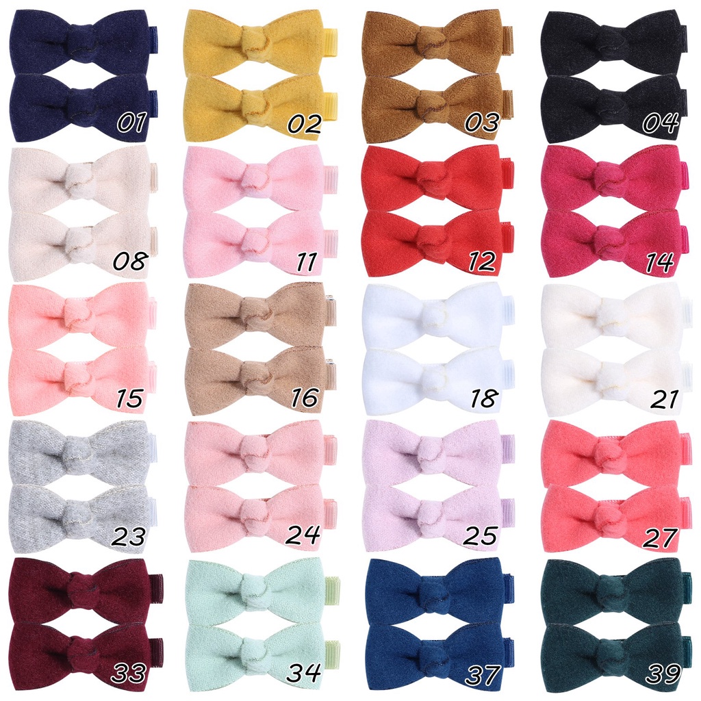 RainBow Bows Set 2 Kẹp Tóc Hình Nơ Mini Màu Trơn Dễ Thương Cho Bé Gái