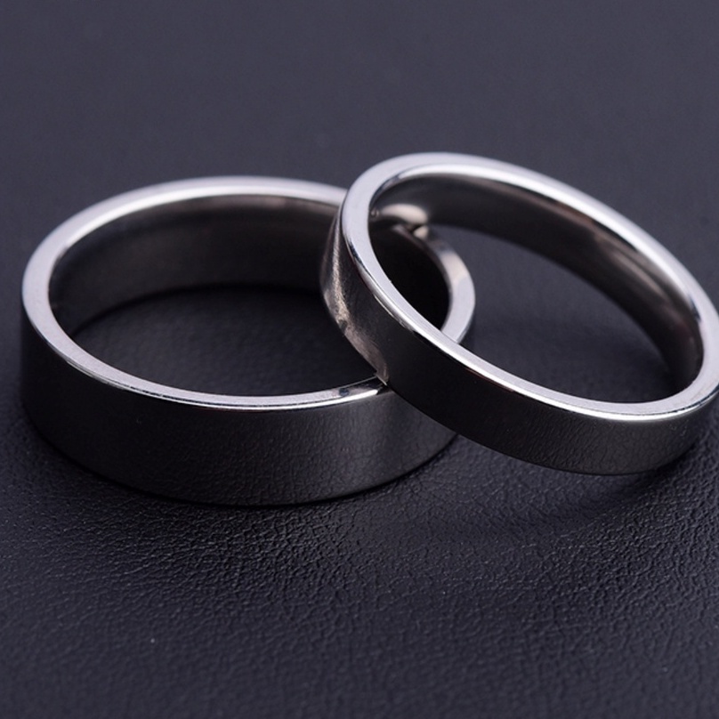 Nhẫn Nam Titatium Kiểu Trơn Đẳng Cấp Châu Âu Hai Bản To Và Nhỏ - Nhẫn Plain Ring