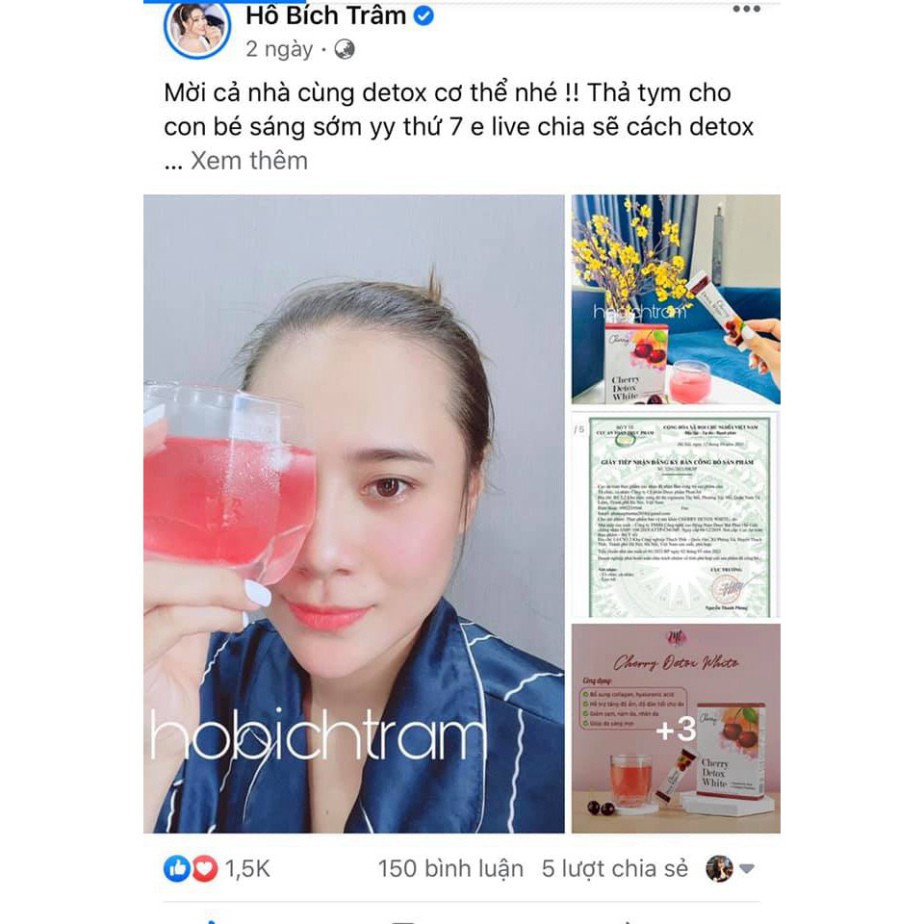 Cherry Detox WHITE Giữ Dáng Đẹp Da giảm lão hóa, bổ sung collagen. | Thế Giới Skin Care