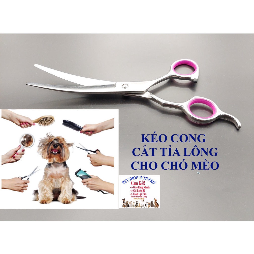 Kéo cong cắt tỉa lông cho Chó Mèo Pet Thú Cưng Chất liệu thép không gỉ, Dài 18cm, Độ bền cao, Phù hợp với mọi thú cưng