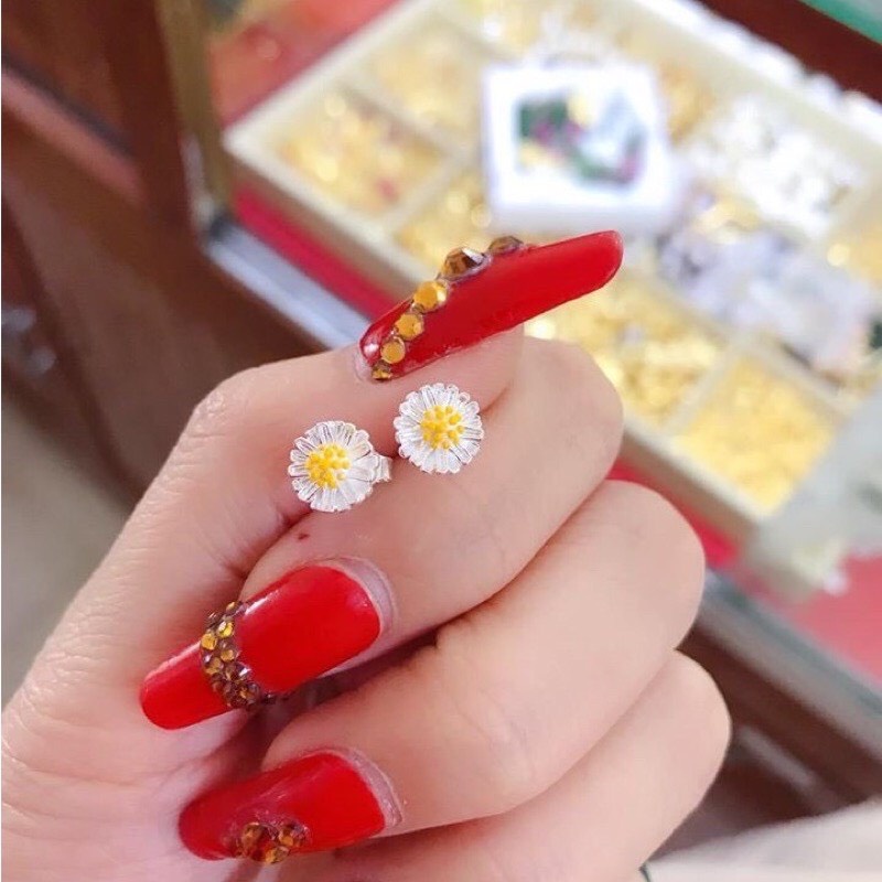 Sale bông tai nữ bạc ta cúc hoạ mi xinh xắn - Kho sỉ bạc Nhất Linh