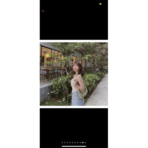 [Ảnh thật hình cuối]Túi len caro handmade