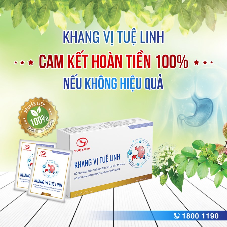 Khang vị Tuệ Linh  - Hộp 10 gói - Giảm viêm loét, trào ngược dạ dày - tá tràng, làm lành niêm mạc dạ dày