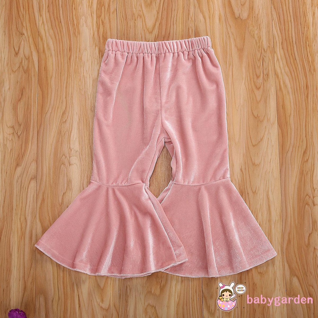Quần ống loe bằng nhung màu trơn thời trang cho bé gái (0-6 tuổi)