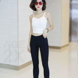 Quần legging lưng liền đen trơn AGE2X