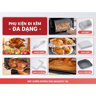 Nồi chiên không dầu Masuto 12L Eatclean LBAF037, 10 chức năng nấu, Tặng 5 phụ kiện đi kèm, công nghệ Nhật Bản