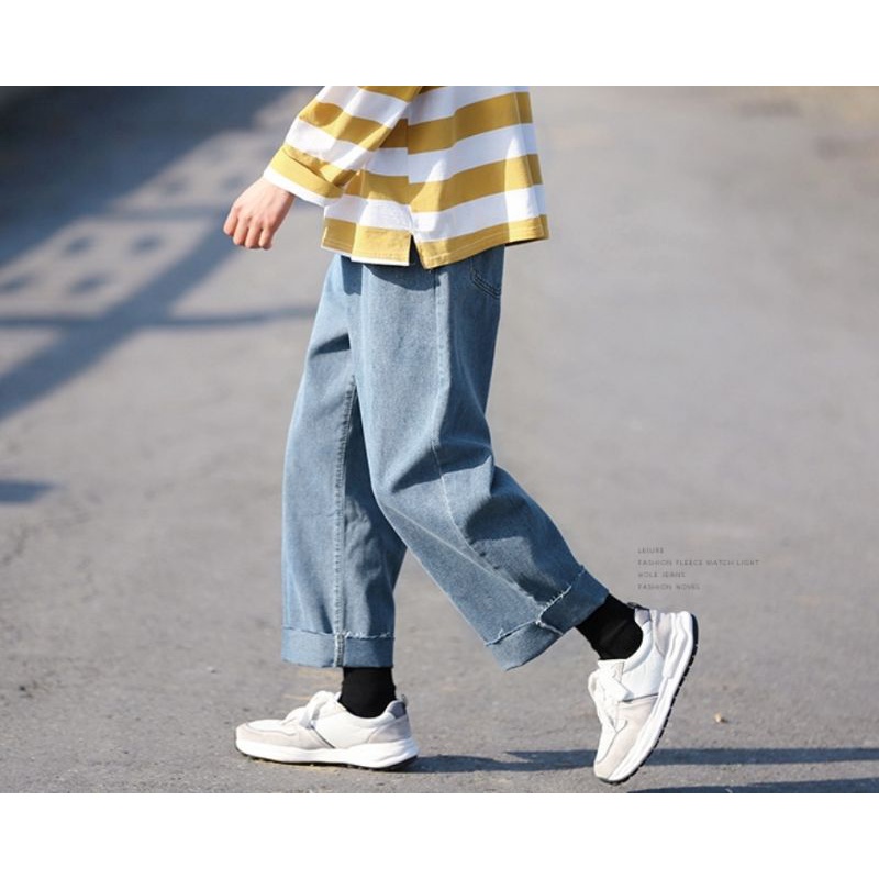 Quần jeans ống xuông mềm mịn nam nữ mặc được unisex ulxzang - ẢNH THẬT
