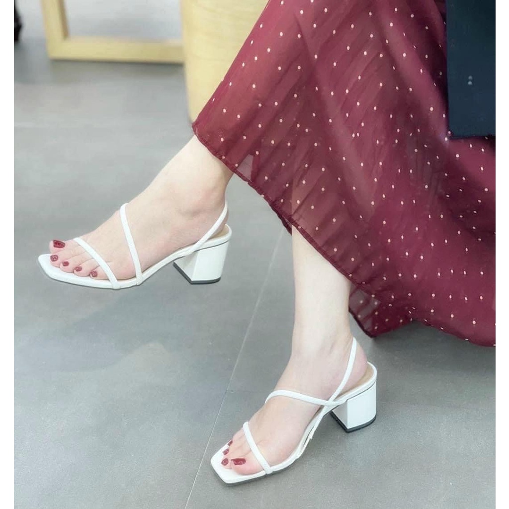 Giày cao gót/ Sandan gót GOGO shoes - đế vuông 5 phân, quai mảnh da mềm (mã G4)
