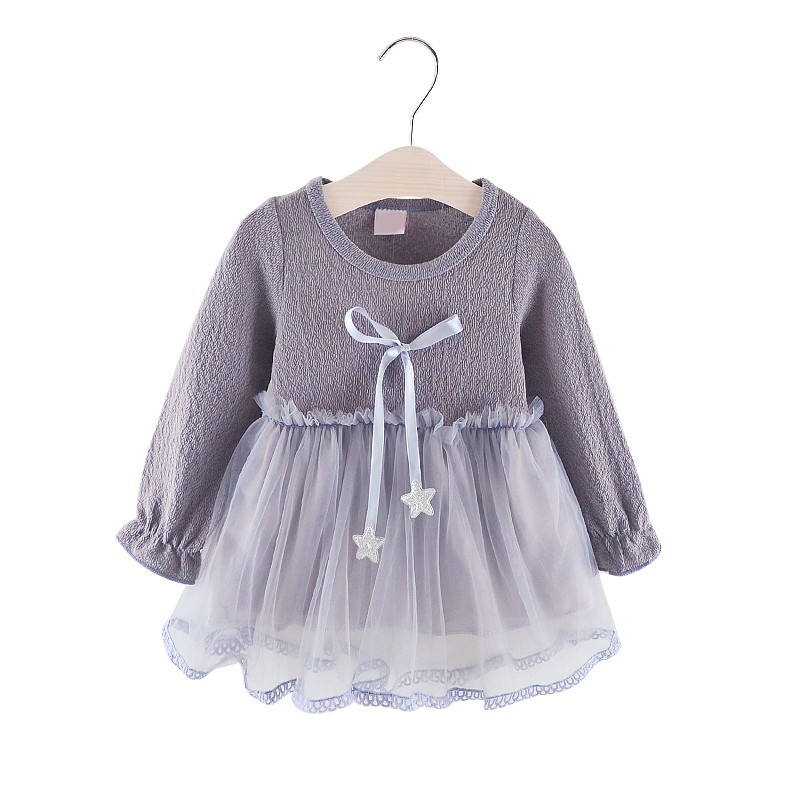 Đầm cotton dài tay phối ren dễ thương dành cho bé gái