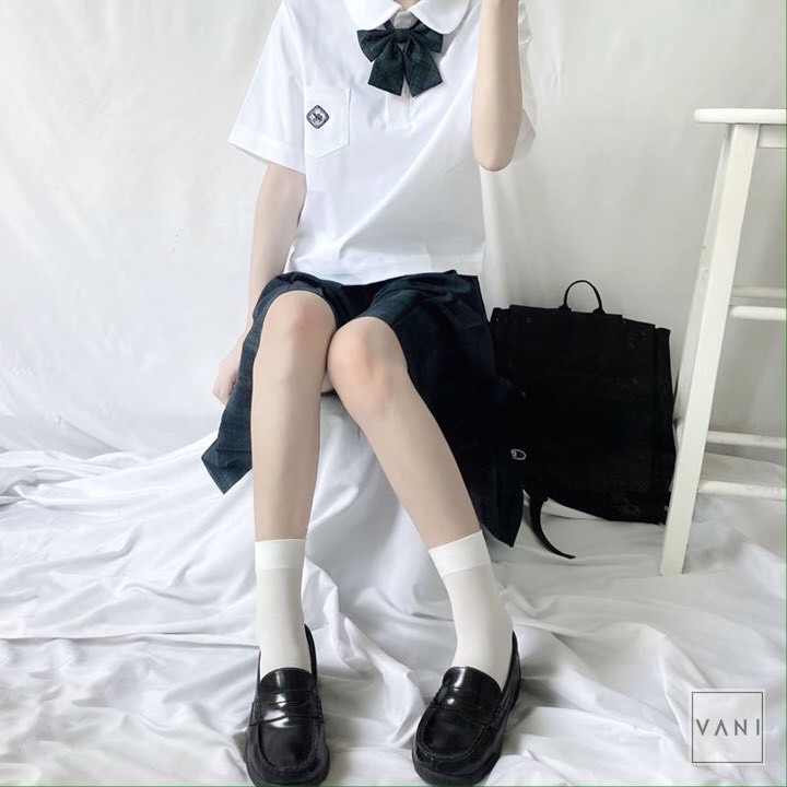 Tất Bắp Chân Trơn Trắng Đen, Vớ Lolita Cosplay Học Sinh Nhật Bản Nhiều Độ Dài - Vani Store [TAT00116]