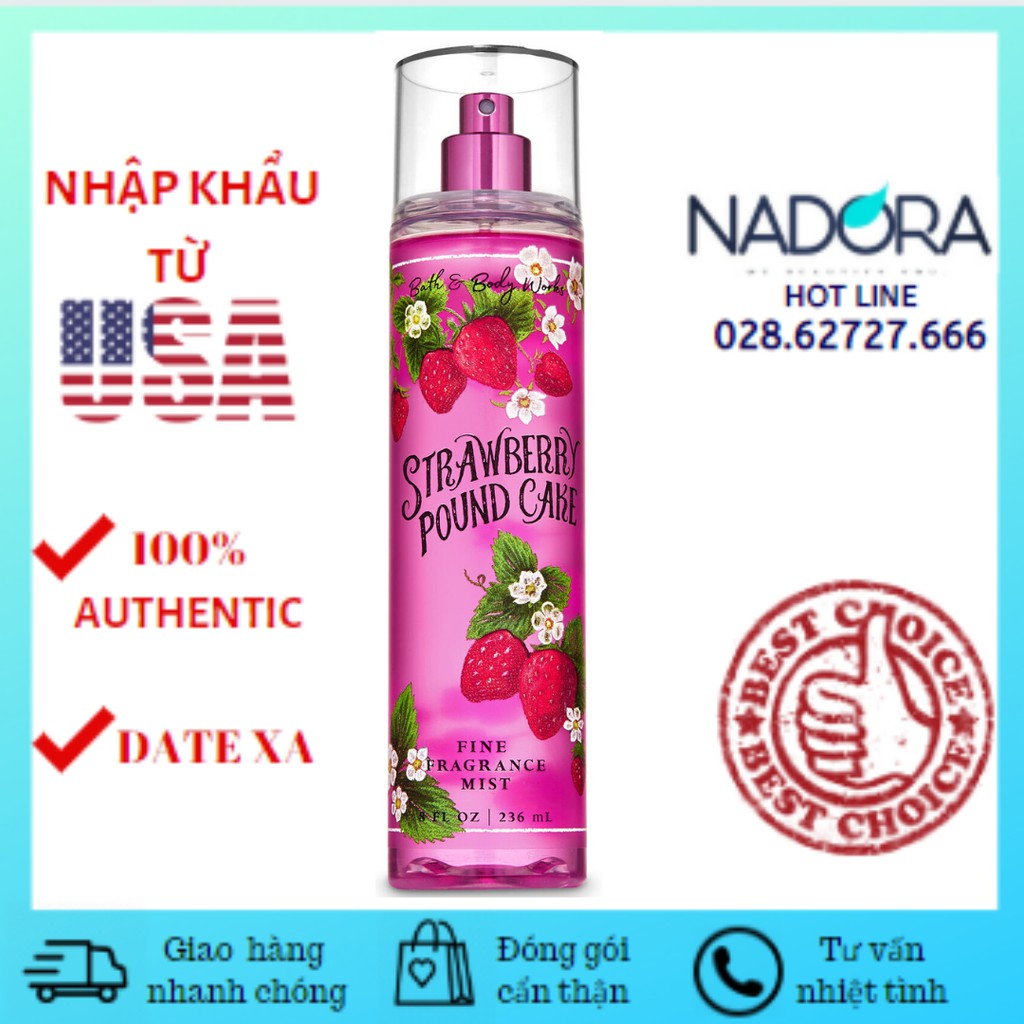 Xịt thơm toàn thân BBW STRAWBERRY POUND CAKE (236ml) | BigBuy360 - bigbuy360.vn