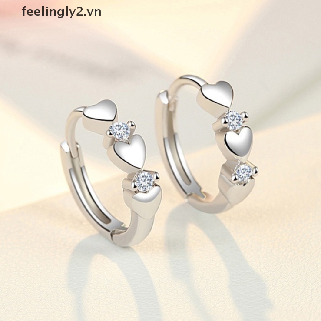 Bông Tai Mạ Bạc 925 Hình Trái Tim Xinh Xắn Cho Nữ