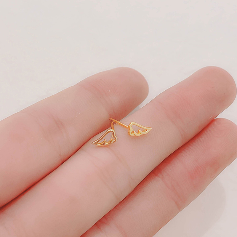 Đôi khuyên tai dạng xỏ đôi cánh thiên thần phong cách Hàn Quốc dự tiệc đáng yêu thời trang làm quà tặng cho học sinh nữ