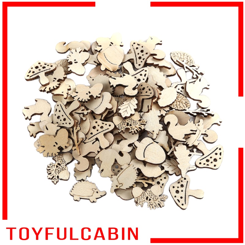 Set 50 Lát Gỗ Tự Nhiên Trang Trí Cây Treo DIY