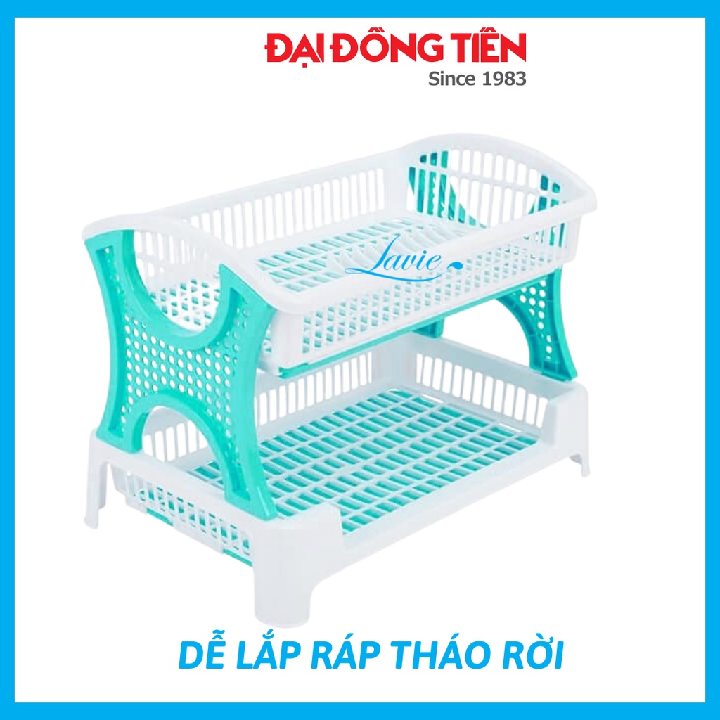 Kệ nhựa úp chén bát đĩa 2 tầng nhỏ gọn tiện lợi dễ lắp đặt Đại Đồng Tiến KT 49 x 32 x 37cm 100% nhựa PP