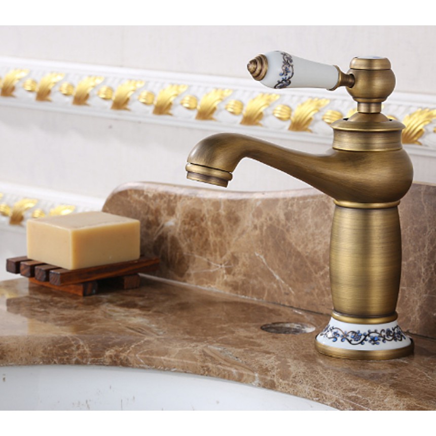 Vòi Lavabo nóng lạnh giả cổ làm từ đồng nguyên chất cao cấp | BigBuy360 - bigbuy360.vn