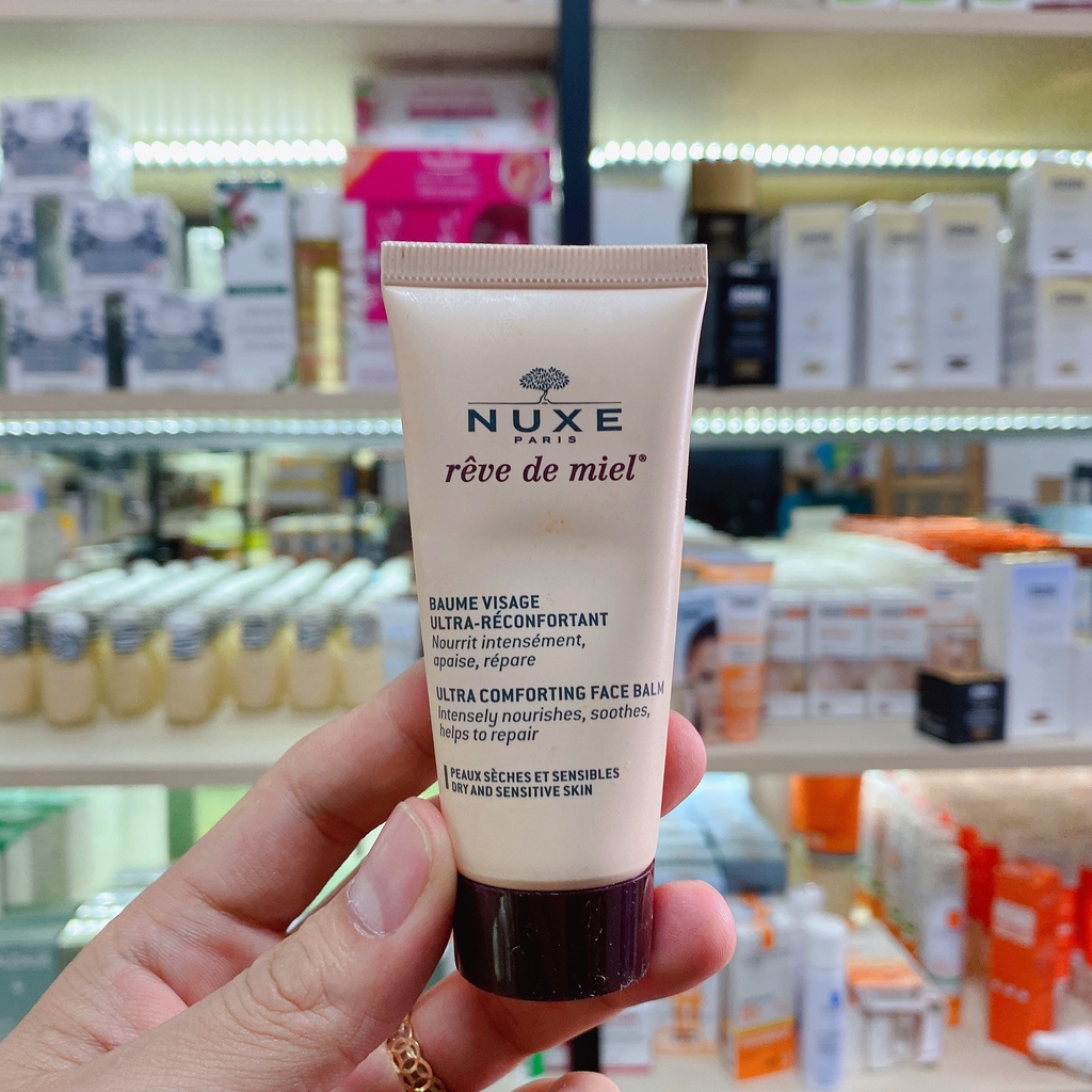 (hết nứt nẻ tức thì) Kem Dưỡng ẩm bảo vệ ngăn ngừa nếp nhăn Ultra-Comforting Face Balm NUXE Dream Honey 30ml