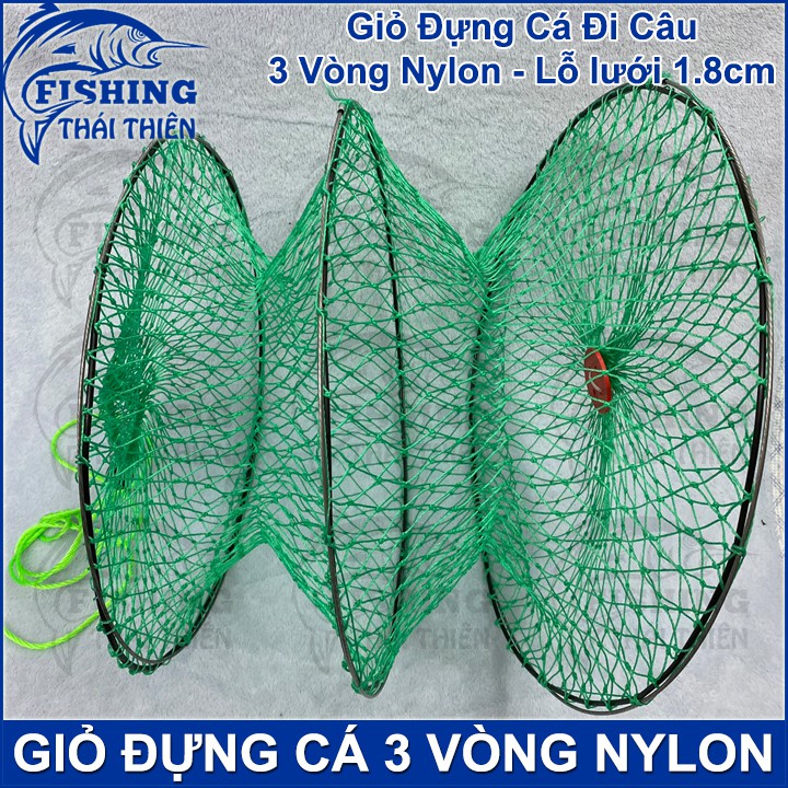 Giỏ Rọng Đựng Cá 3 Vòng Cáp Lưới Cước Nylon Độ Rộng 2cm Siêu Bền