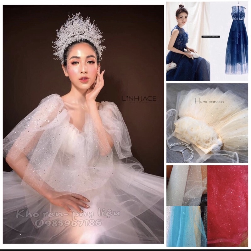 Vải lưới kim tuyến may trang phục hiểu diễn, may váy, làm phông chụp hình
