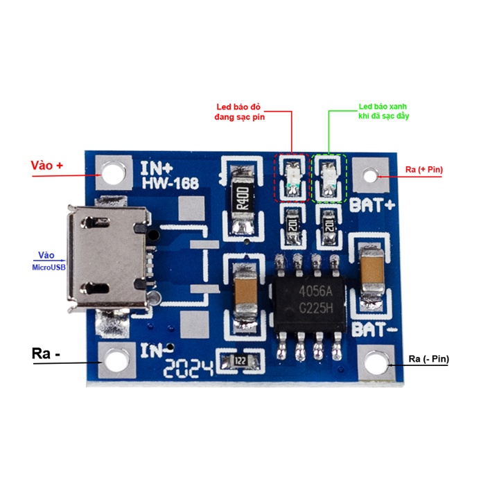 Mạch sạc pin Lithium-ion 18650 1A - cổng Micro USB - Cổng Mini USB (TP4056 | TC4056 )