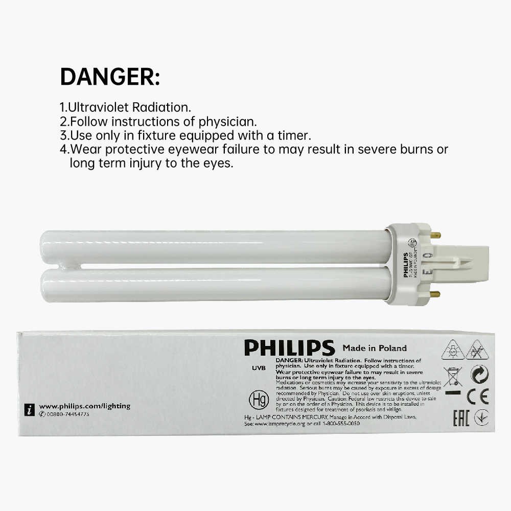 (SALE) Bóng đèn UVB Philips PL-S 9W/01/2P chữa vảy nến, bạch biến, viêm da