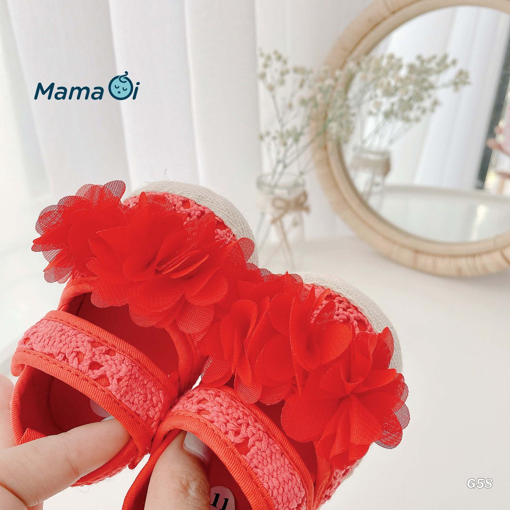 G58 Giày tập đi cho bé giày Búp Bê Bông Hoa Đỏ Bé Gái Tập Đi Của Mama ƠI - Thời trang cho bé