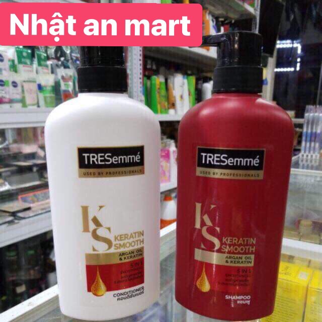 Combo 2 chai dầu gội Tresemme Keratin Smooth bổ sung tinh dầu Argan 400ml, Thái Lan - Tặng một comfor thái