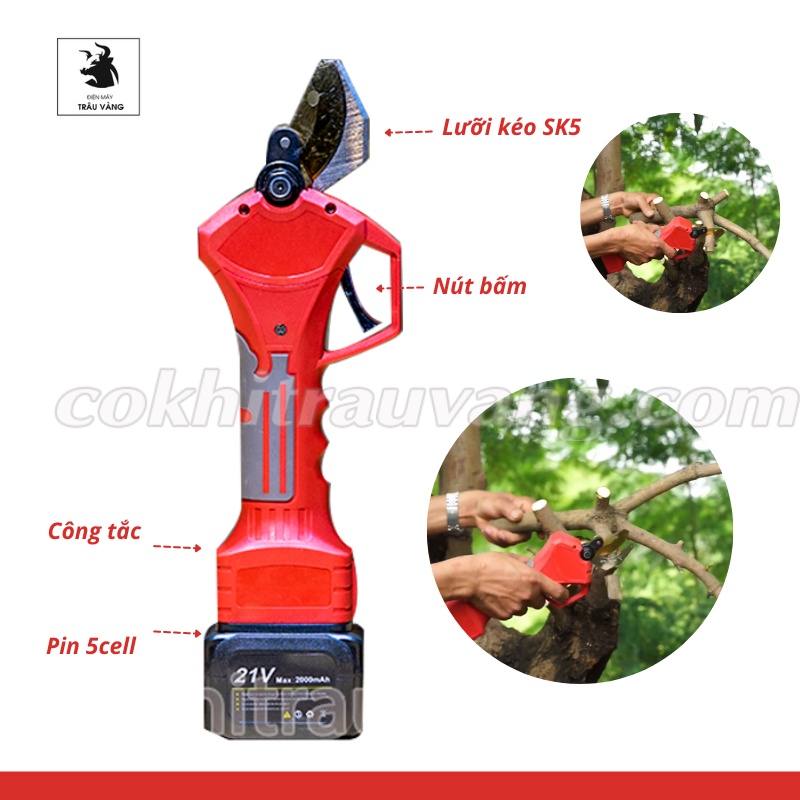 Kéo cắt cành pin S28 21V, Kéo cắt cành dùng pin, kéo tỉa cành pin, kéo cắt cành sk5, máy cắt cành dùng pin