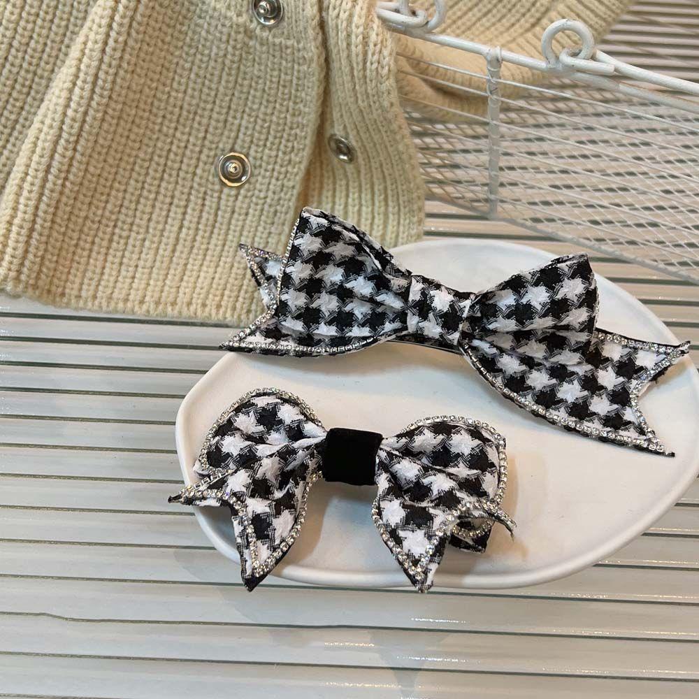 Kẹp Tóc Nơ Bướm Họa Tiết Houndstooth WMES15H Ngọt Ngào Khí Chất|Kẹp Tóc Nơ Ruy Băng Phong Cách Hàn Quốc
